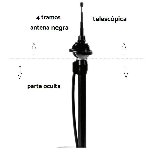 Antena Aleta Telescópica 0º-43º. Cable 1,2m. Negra / Cromada (1)