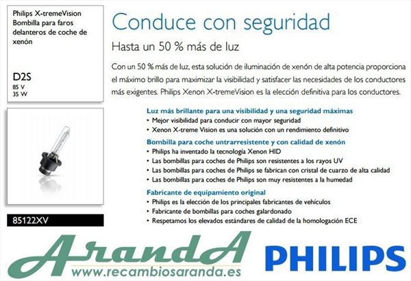D2S Philips Xenon White Vision Lámpara +Blanca Efecto Led (2)