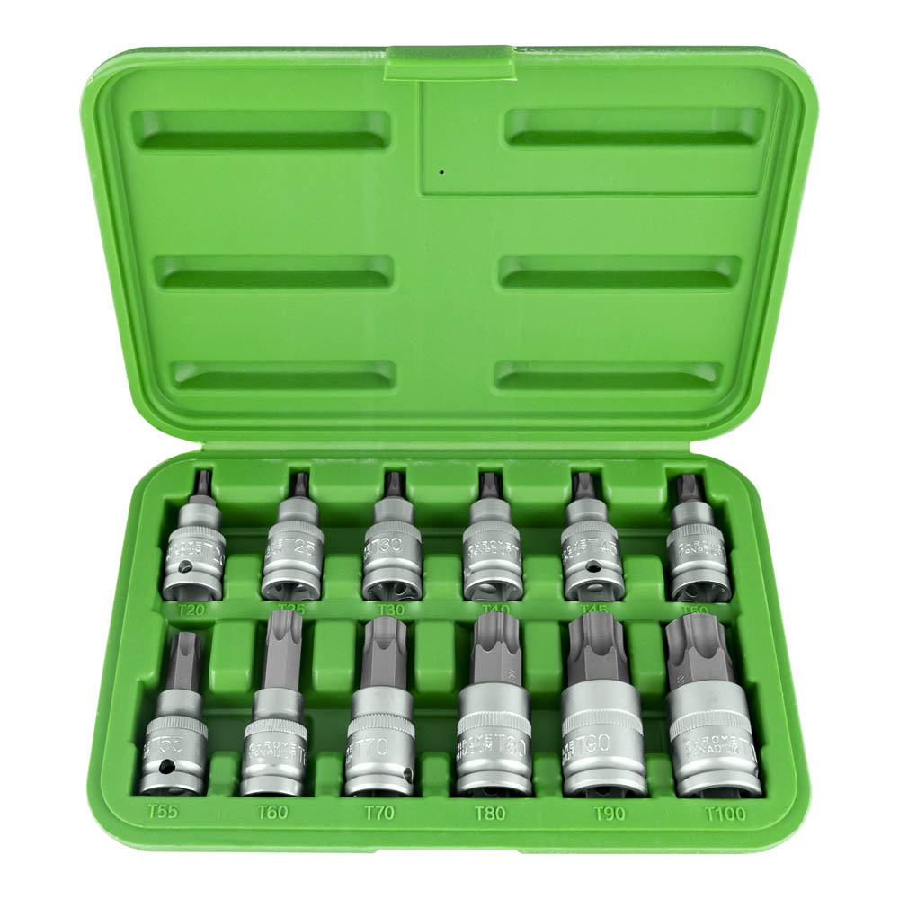 12 piezas - Estuche de puntas Torx de 1/2"