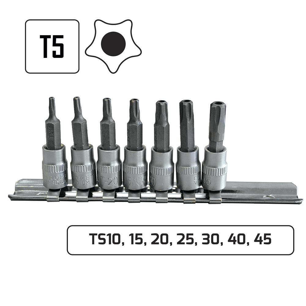 Juego de 7 puntas TS 5 Caras Inviolable de 1/4"