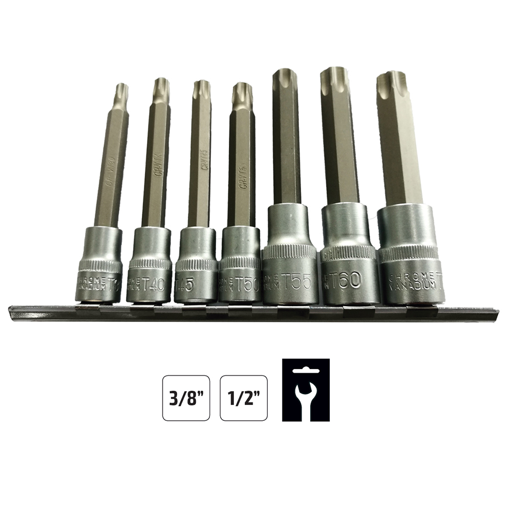 Juego de 7 puntas Torx de 3/8" y 1/2"