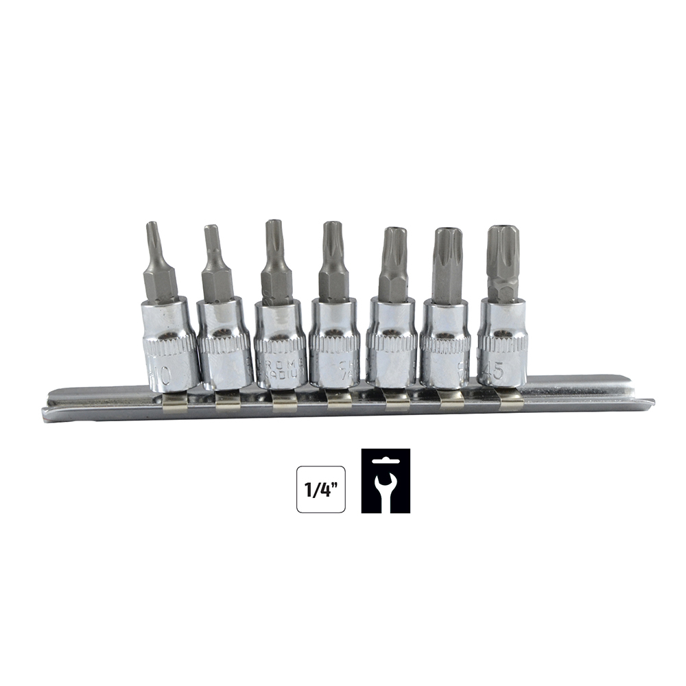 Juego de 7 puntas Torx Inviolable de 1/4"