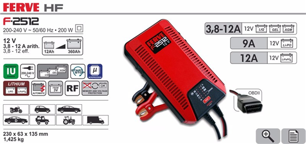 F2512 3,8-12A Cargador Ferve Lithium · Baterías 12V de 12-360Ah (1)
