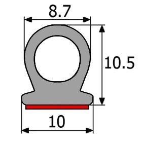GV001N/GV034 · 10x10,5mm Perfil Esponjoso con/sin Adhesivo · Caucho EPDM Flexible (1)