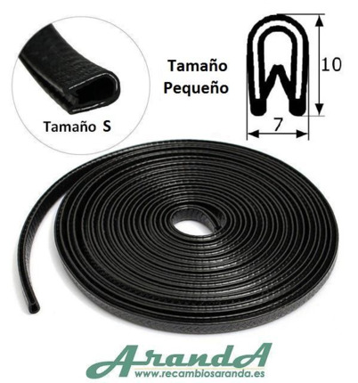10x7mm Burlete flexible de pvc con interior metálico · Modelo estrecho