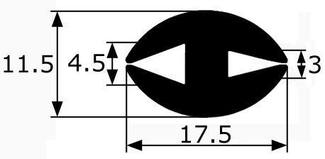 CR043 · 17,5x11,5mm Goma H · Perfil para unión de cristales (1)