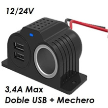12/24V Base multitoma mechero + 2 USB 3,4A Max