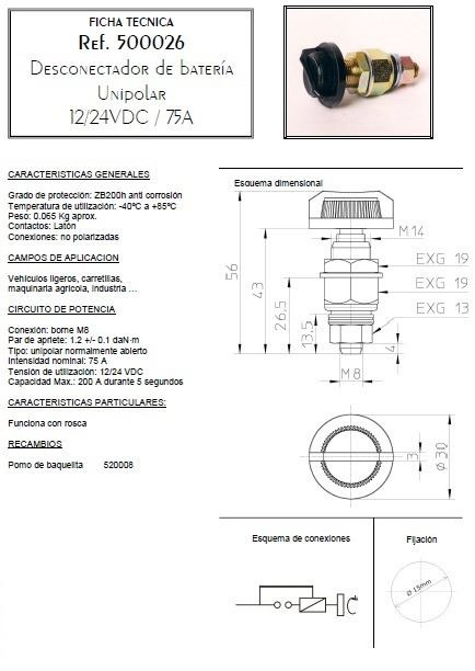 Desconectador de Batería ADR 24V, Menber's 08096500