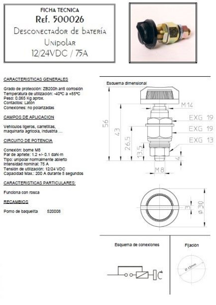 12/24V Desconectador de Baterías 75A (Turismos y Moto) (3)