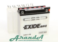 12N5,5-3B Tudor Exide 12V 5.5Ah 45A · Batería para Moto