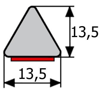 GV028/29 · 13,5x13,5mm Perfil Goma Industrial Triangular · Caucho EPDM + Esponja (1)