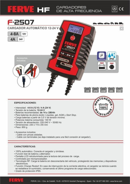 F-2507 14-230Ah Cargador Ferve HF 12V 4/8A · 24V 4A (1)