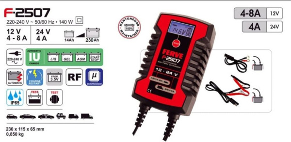 F-2507 14-230Ah Cargador Ferve HF 12V 4/8A · 24V 4A (4)