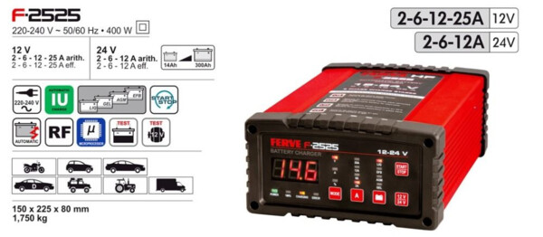 14-300Ah Cargador Ferve HF 12V/24V 2A-6A-12A-25A (1)