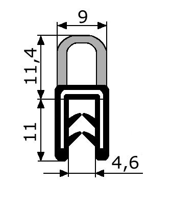 GM018 · 22,4x9mm Goma Estanqueidad Frontal · Caucho EPDM + Esponja (1)