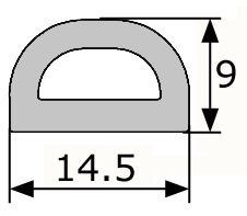 GV006/13 · 14,5x9mm Perfil Goma Industrial Multiusos · Caucho EPDM + Esponja (2)