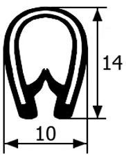 BP041 · 14x10mm Burlete Flexible Pvc · Interior metálico + Franjas Laterales (1)