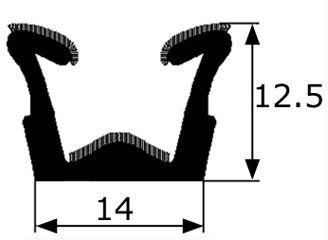 CR002 · 14x12,5mm Guía Cristal Flocada · Flexible · Caucho EPDM (1)