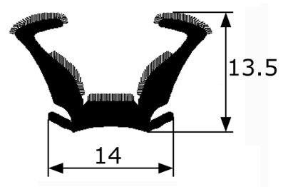 CR011 · 14x13,5mm Guía Cristal Flocada · Flexible · Caucho EPDM (1)