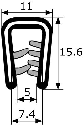 BP011 · 15x11mm Burlete Flexible Pvc · Interior metálico · Máxima Sujeción (1)
