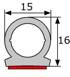 GV004/8 · 16x15mm Perfil Goma Industrial Multiusos · Caucho EPDM + Esponja (1)
