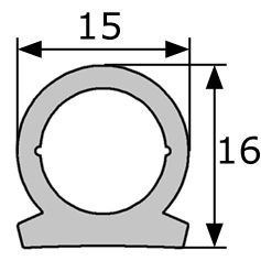 GV004/8 · 16x15mm Perfil Goma Industrial Multiusos · Caucho EPDM + Esponja (5)