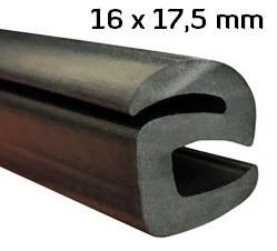 CR038 · 16x17,5mm Goma S para Contorno Cristal · Caucho EPDM · Perfil para Uniones