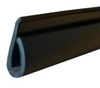 17x8mm Burlete Negro Pvc · Interior Adhesivo · Corte Asimétrico