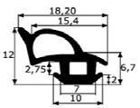 GP036 · 18,2x12mm Goma para Puerta Lateral de Caravanas · Caucho EPDM (1)