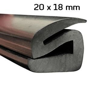 CR040 · 20x18mm Goma S para Contorno Cristal · Caucho EPDM · Perfil para Uniones (3)