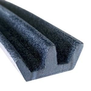 CR007 · 22,5x12,5mm Guía Cristal Flocada Doble · Flexible · Caucho EPDM