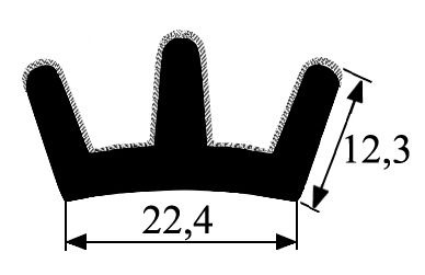 CR007 · 22,5x12,5mm Guía Cristal Flocada Doble · Flexible · Caucho EPDM (1)