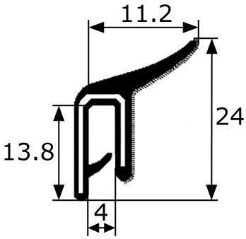 CR018 · 24x11,2mm Perfil Lamelunas Flocado · Tira rígida de 1 metro · Con metal interior (3)