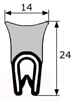 GM010 · 24x14mm Goma Estanqueidad Frontal · Caucho PVC + Esponja (1)