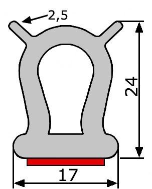 GV021/22 · 24x17mm Perfil Goma Industrial Multiusos · Caucho EPDM + Esponja (1)