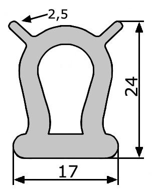 GV021/22 · 24x17mm Perfil Goma Industrial Multiusos · Caucho EPDM + Esponja (2)