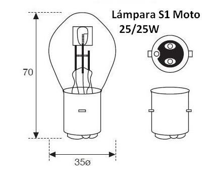 25/25W Lámpara S1 Faro Moto 12V (1)