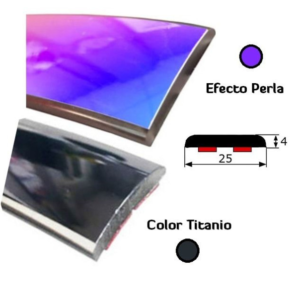 MA050/1 · 25x4mm Moldura Adhesiva Decorativa · Colores Efecto Perla / Titanio