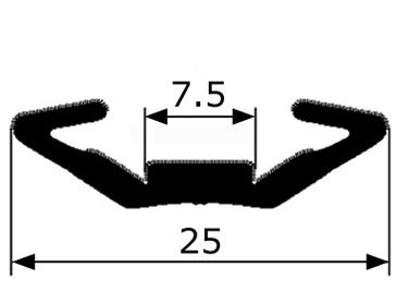 CR004 · 25x7,5mm Guía Cristal Flocada · Flexible · Caucho EPDM (1)