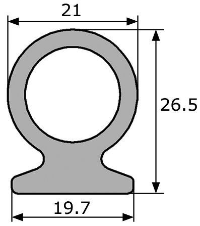 GV003/7 · 26,5x21mm Perfil Goma Industrial Multiusos XL · Caucho EPDM + Esponja (5)