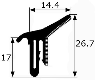 CR020 · 26,7x14,4mm Perfil Lamelunas Flocado · Tira semiflexible de 1,25 metros · Con metal interior · Renault (3)