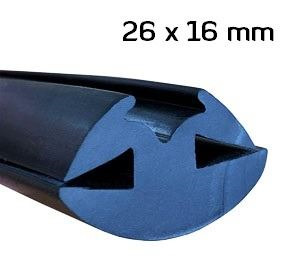 26x16mm Goma de contorno de cristal · Caucho EPDM · Perfil para uniones