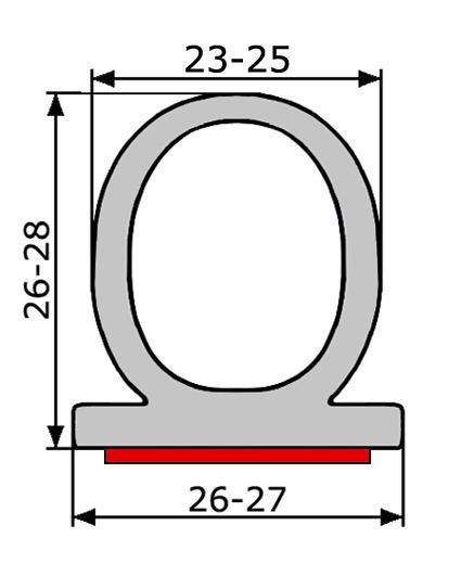 GV019/20 · 28x27mm Perfil Goma Industrial Multiusos XXL · Caucho EPDM + Esponja (1)