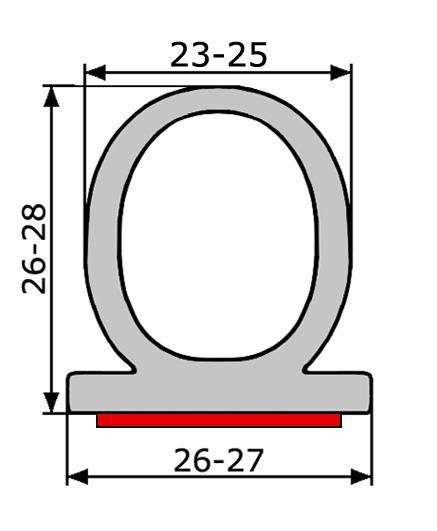 GV019/20 · 28x27mm Perfil Goma Industrial Multiusos XXL · Caucho EPDM + Esponja (2)