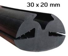 CR039 · 30x20mm Goma XL para Contorno Cristal · Caucho EPDM · Perfil para Uniones