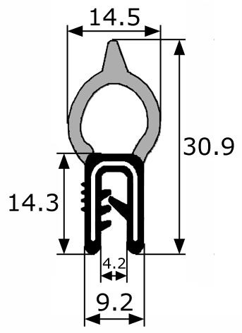 GM004 · 31x14,5mm Goma Estanqueidad Frontal · Caucho EPDM (1)