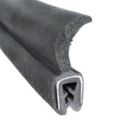 GM020 · 33x9,7mm Goma Estanqueidad Frontal · Aleta Flexible · Caucho EPDM + Esponja
