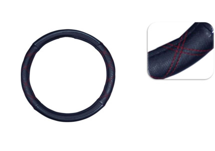 Funda Volante Negro/Cromado+Hilo Rojo 37-39 cm