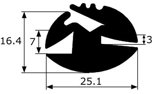 CR041 · 25,1x16,4mm Goma Contorno Cristal · Caucho EPDM · Perfil para Uniones (1)