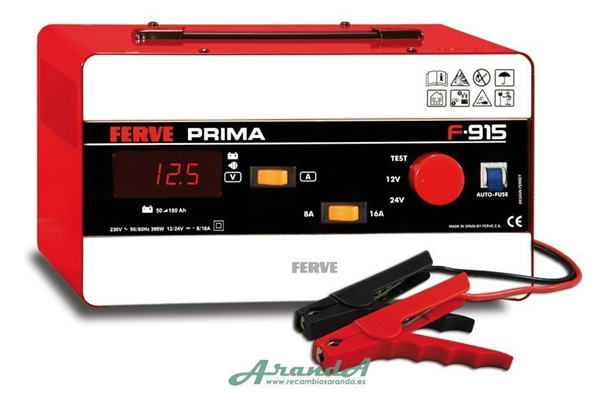 F-915 50-180Ah Cargador Ferve Prima 12-24V 8-16A